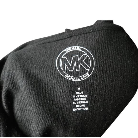 Michael Kors Sporty Hoodie Dress sz Medium Black White MK Logo Contrast Stripe - Picture 6 of 8